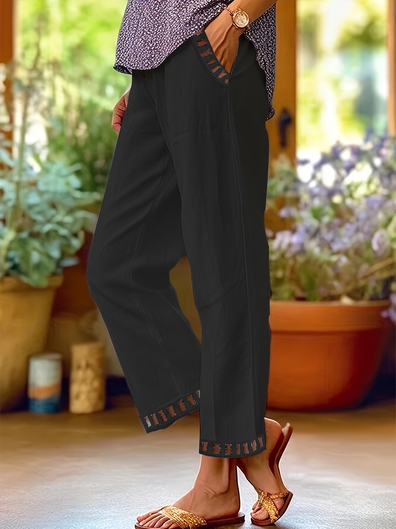 Valentina | Contrast Trim Cropped Pants