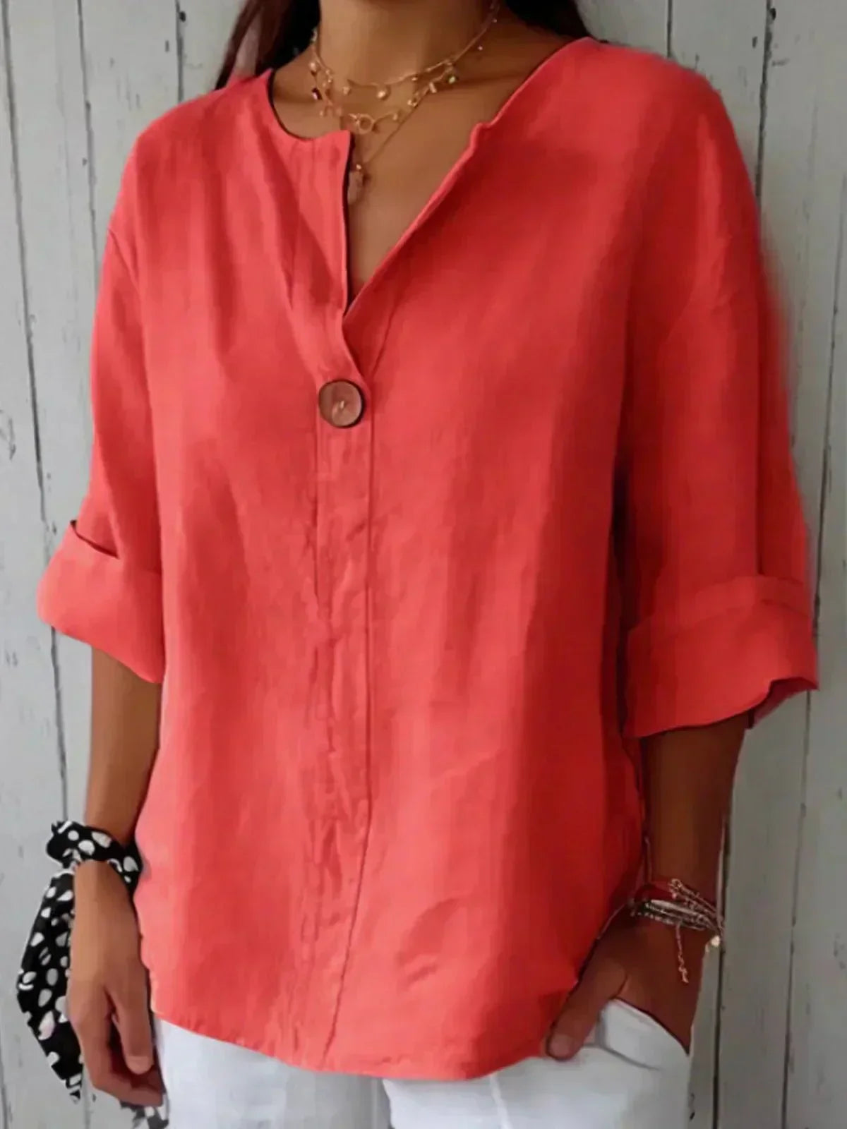 Thandekile | Linen Relaxed V-Neck Top