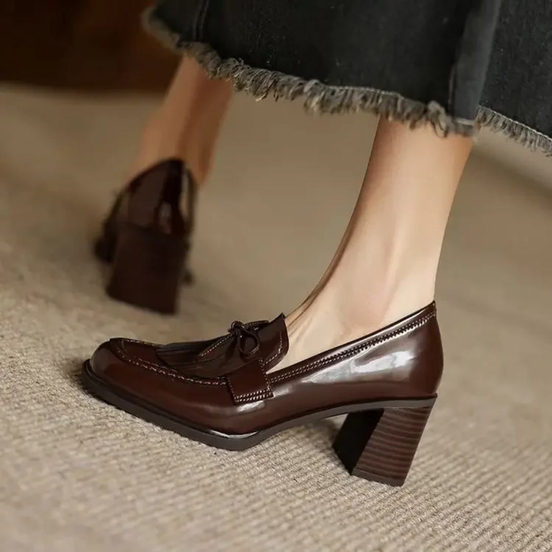 Florence | Tassel Block Heel Loafers