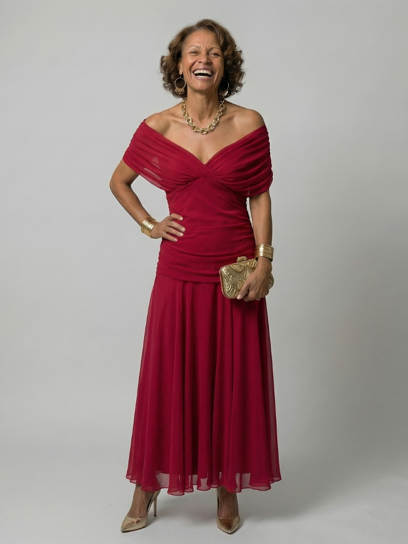 Aurelia | Off Shoulder Flow Midi Dress