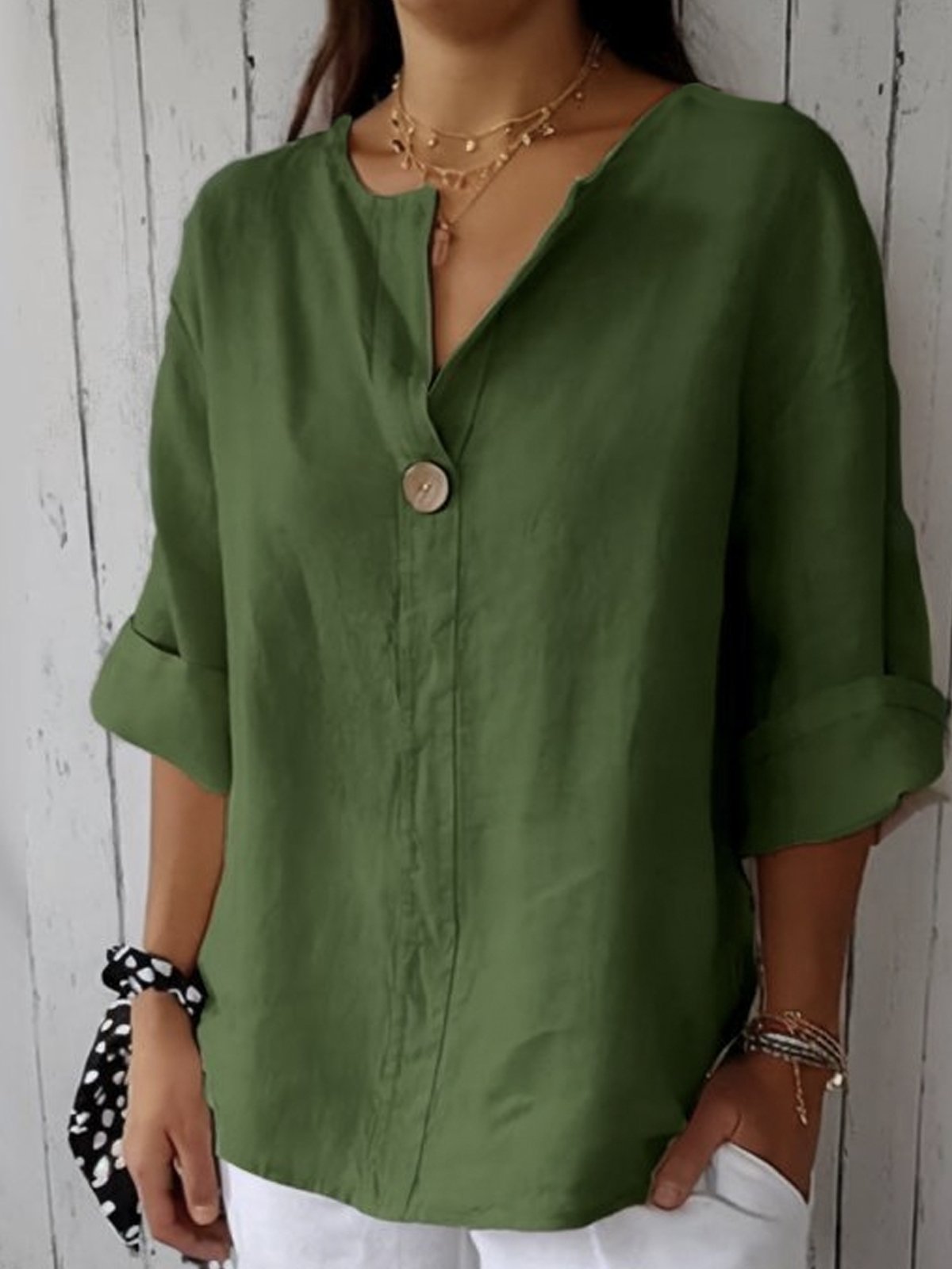 Thandekile | Linen Relaxed V-Neck Top