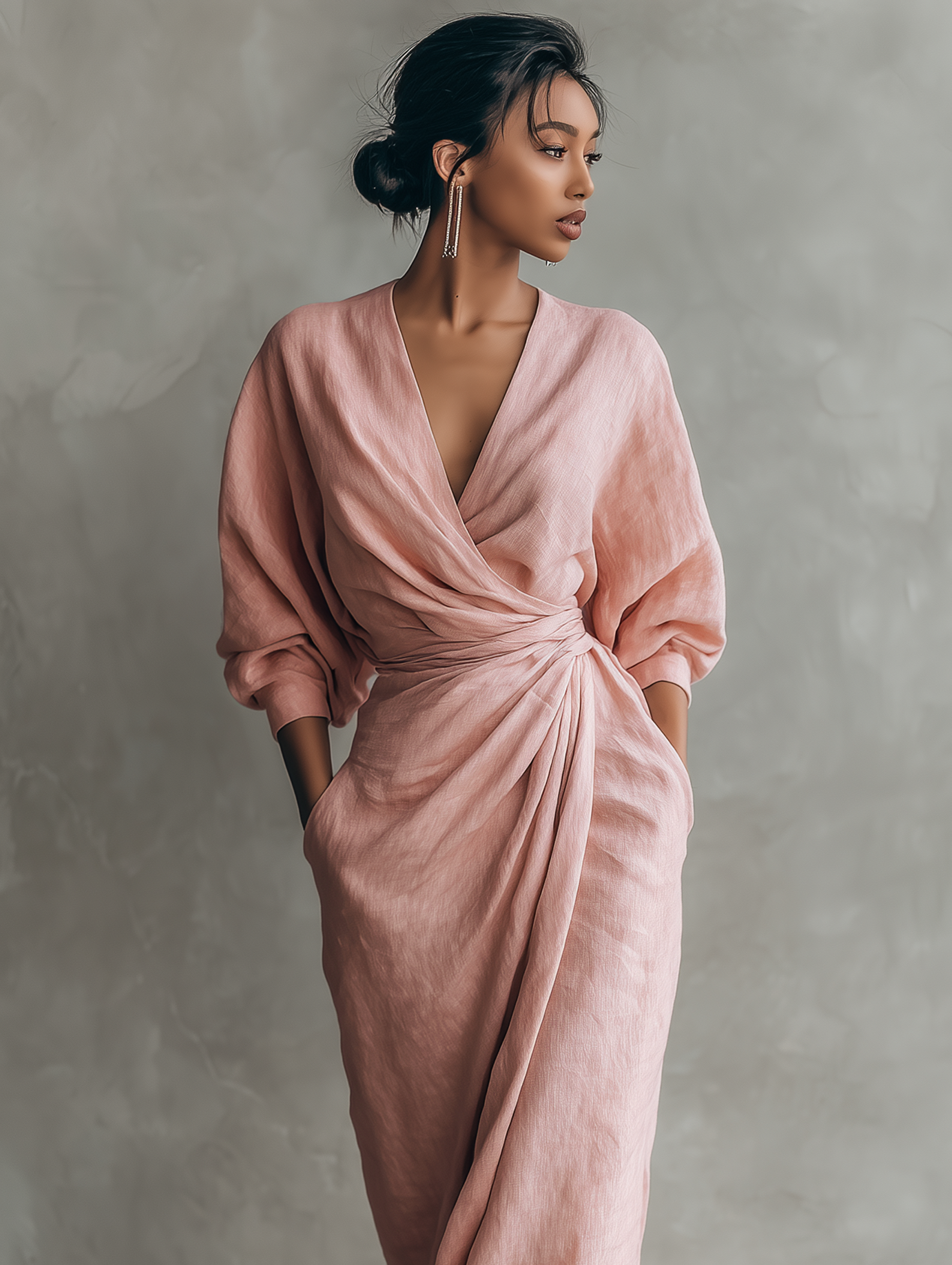 Naledi | Linen Blend V-Neck Maxi Dress