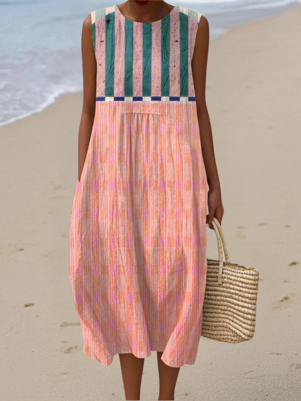 Camille | Striped Pastel Midi Dress