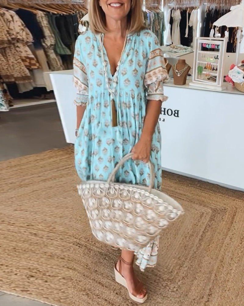 Tumelo | Chic Floral V-Neck Dress