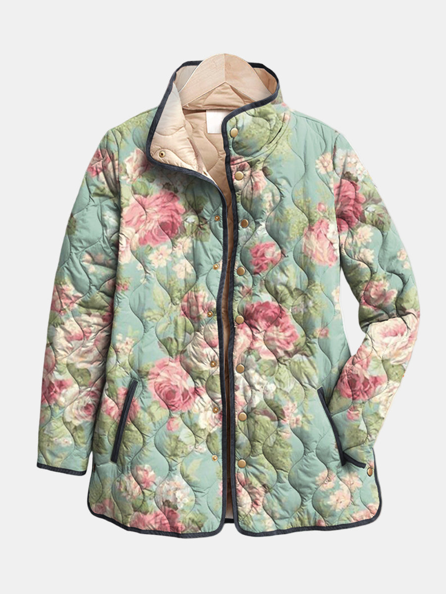 Elodie | Retro Floral Quilted Jacket
