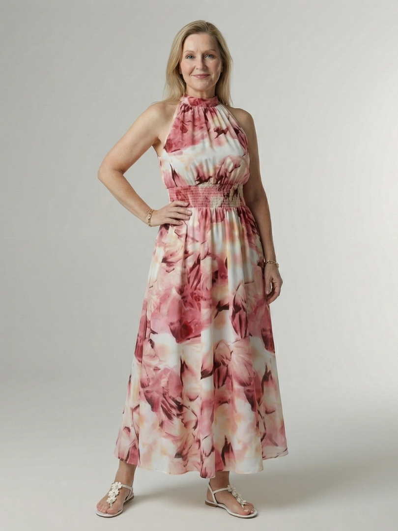 Céleste | Gathered Halter Midi Dress