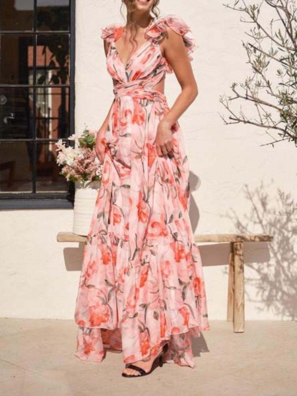 Paloma | Backless Printed Maxi Dress