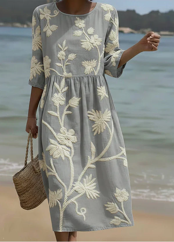 Céleste | Botanical Print Midi Dress
