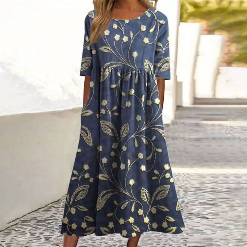 Gaolatlhe | Embroidered Tummy-Coverage Midi Dress