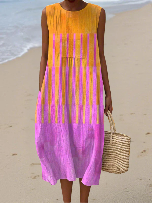 Margot | Sunset Stripe Midi Dress