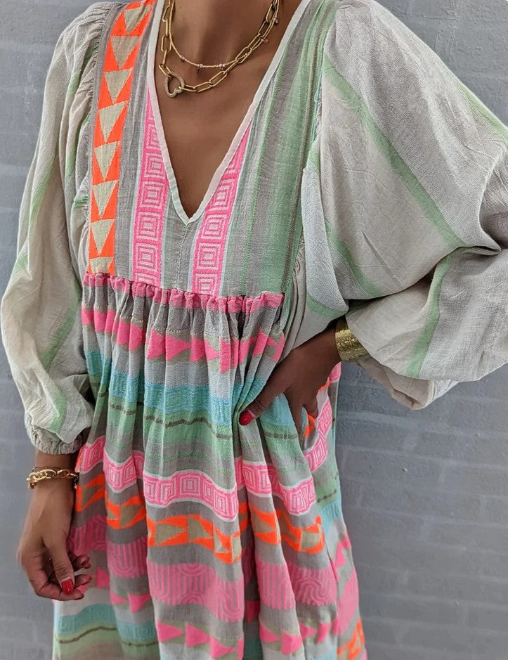 Margot | V-Neck Patterned Summer Dress