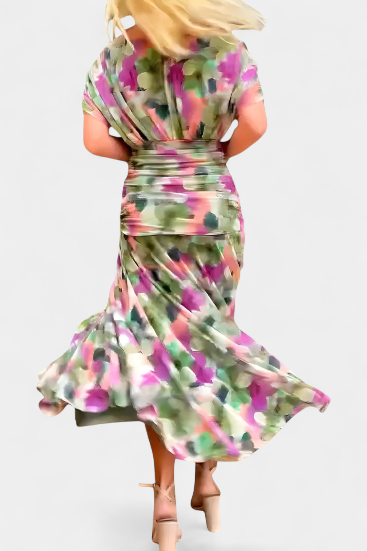 Amélie | Elegant Floral V-Neck Dress