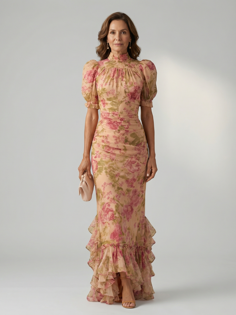 Élodie | Floral High Neck Maxi Dress