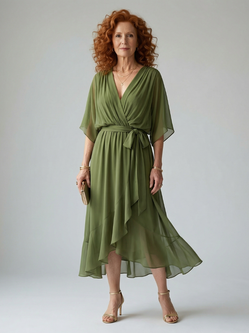 Océane | Light Drape Midi Dress