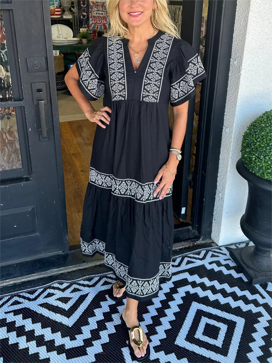 Fiona | Bohemian V-Neck Maxi Dress
