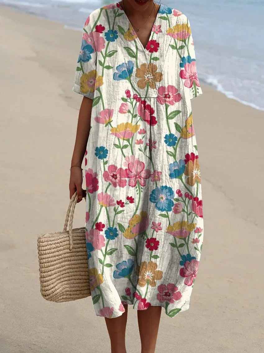 Clémentine | Vintage Floral Flow Midi Dress