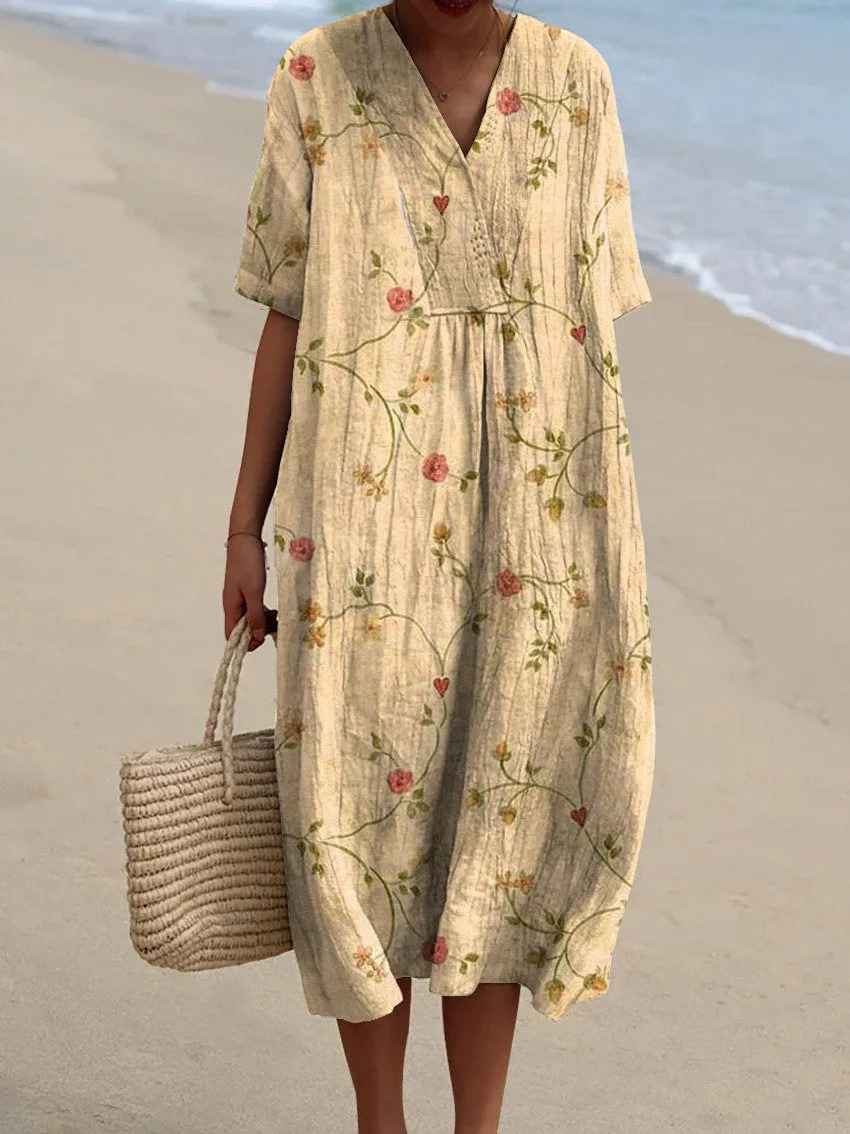 Clémentine | Vintage Floral Flow Midi Dress