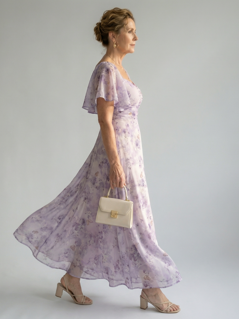Séraphine | Flutter Sleeve Floral Midi