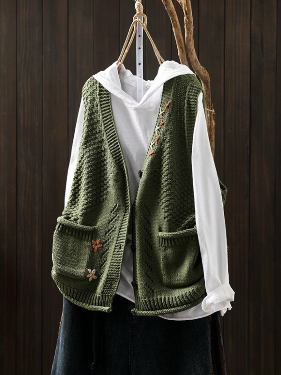 Cécile | Embroidered Knit Vest