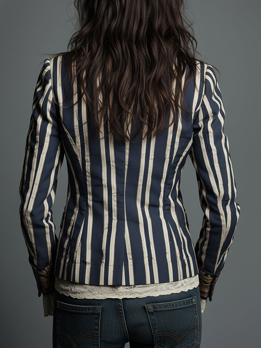 Tawanda | Bohemian Striped Linen Blazer