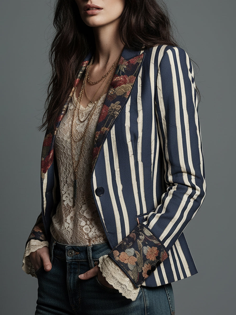 Tawanda | Bohemian Striped Linen Blazer