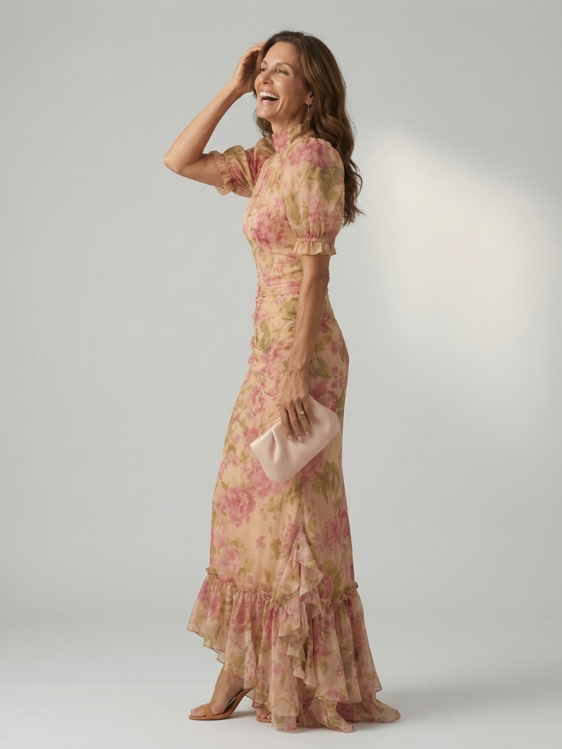 Élodie | Floral High Neck Maxi Dress
