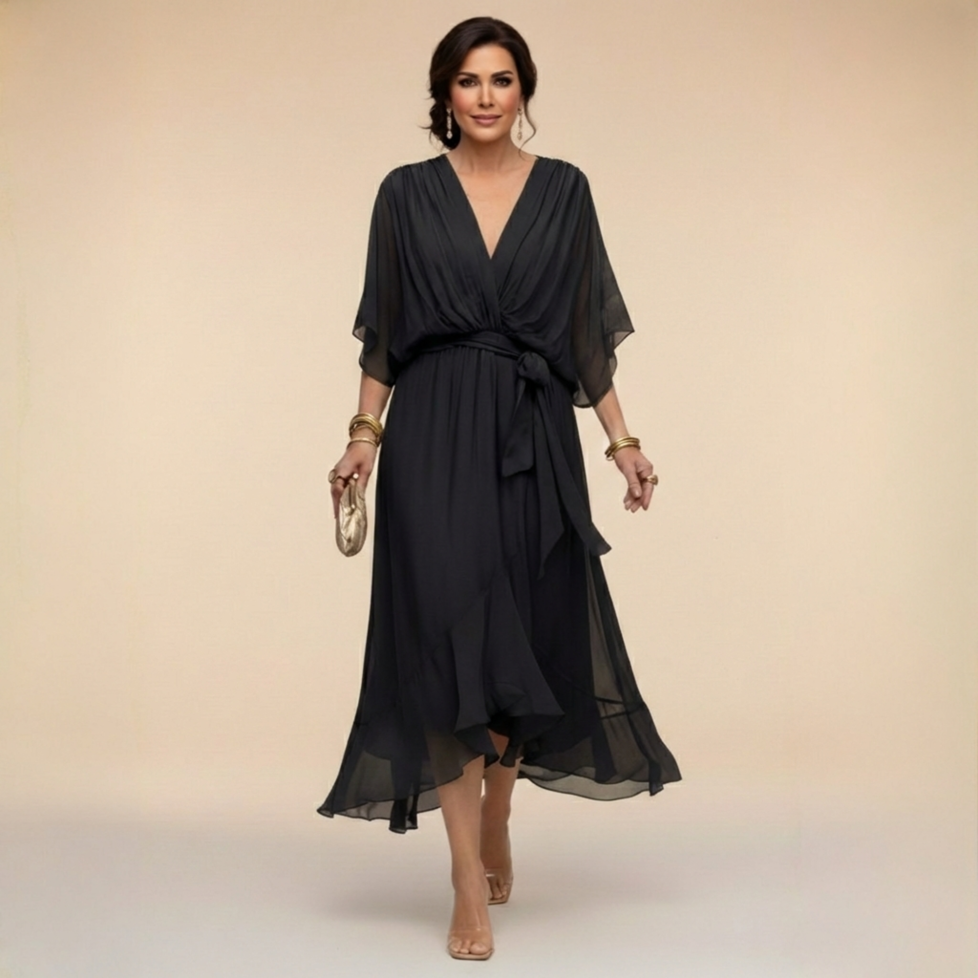 Isabelle | Flowing Chiffon V-Neck Dress