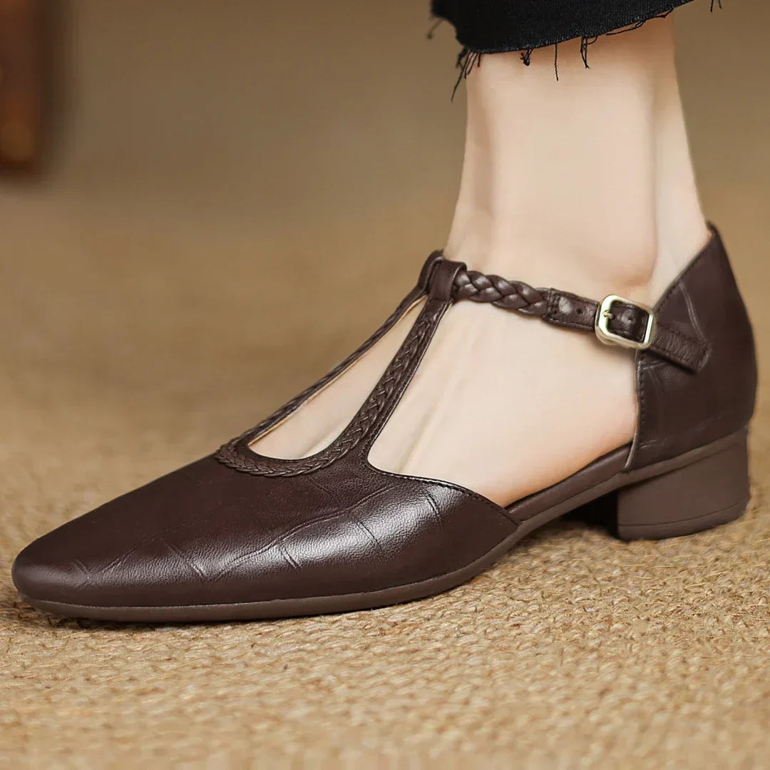 Rosalie | Braided Leather T-Strap Sandal