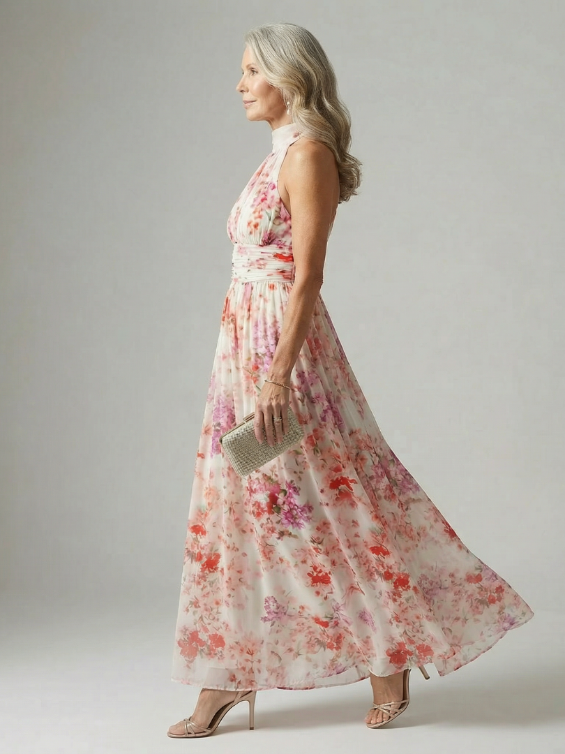 Delphine | Floral Halter Maxi Dress