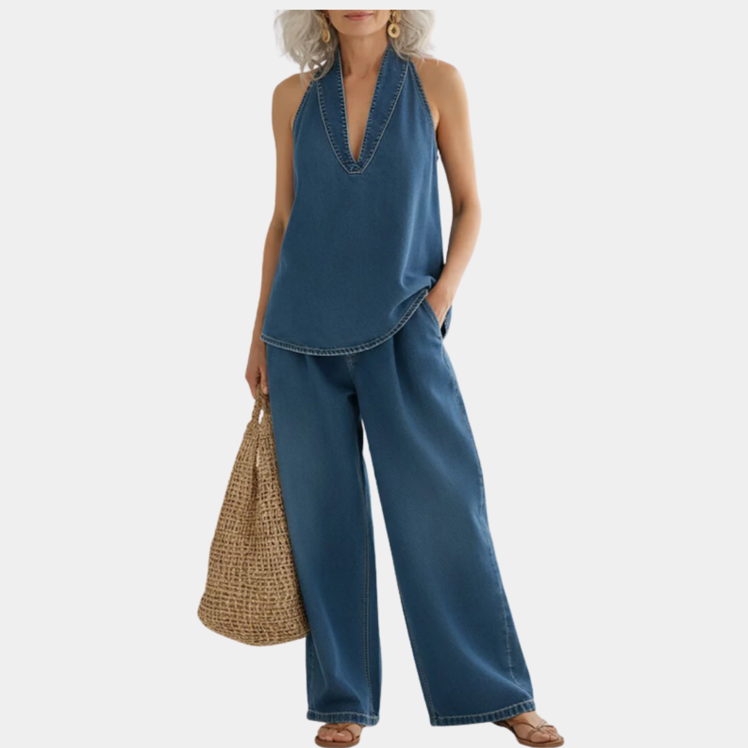 Ivy | Vintage Washed Denim Two-Piece Set