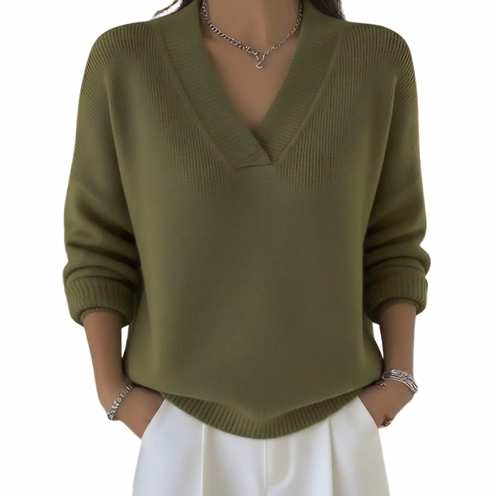 Pontsho | Soft V-Neck Relaxed Knit Jumper