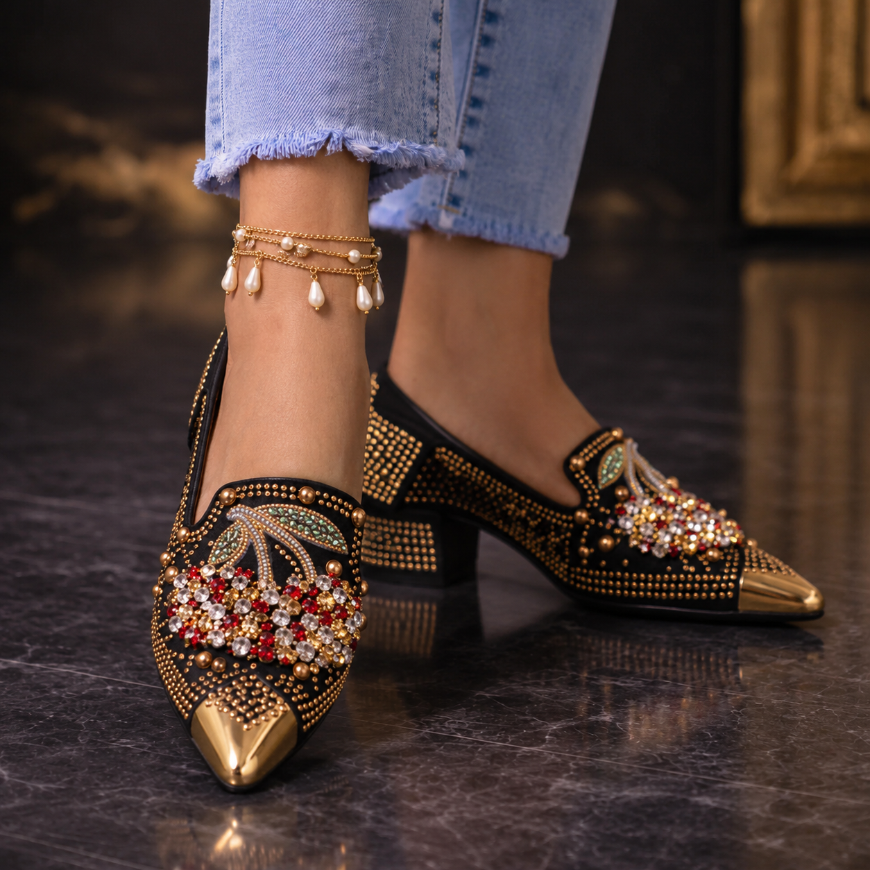 Lungelo | Crystal Cherry Statement Heels