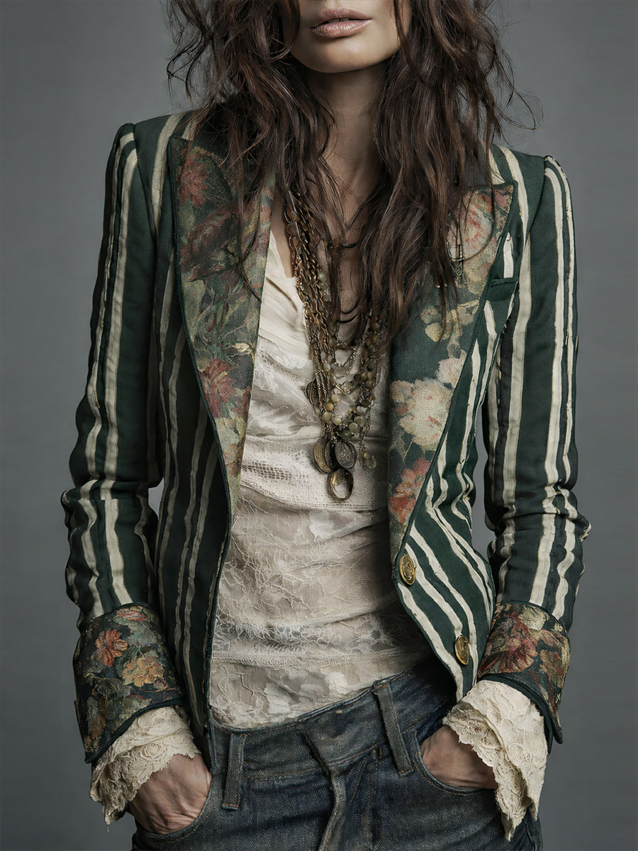 Moleboheng | Bohemian Striped Linen Blazer