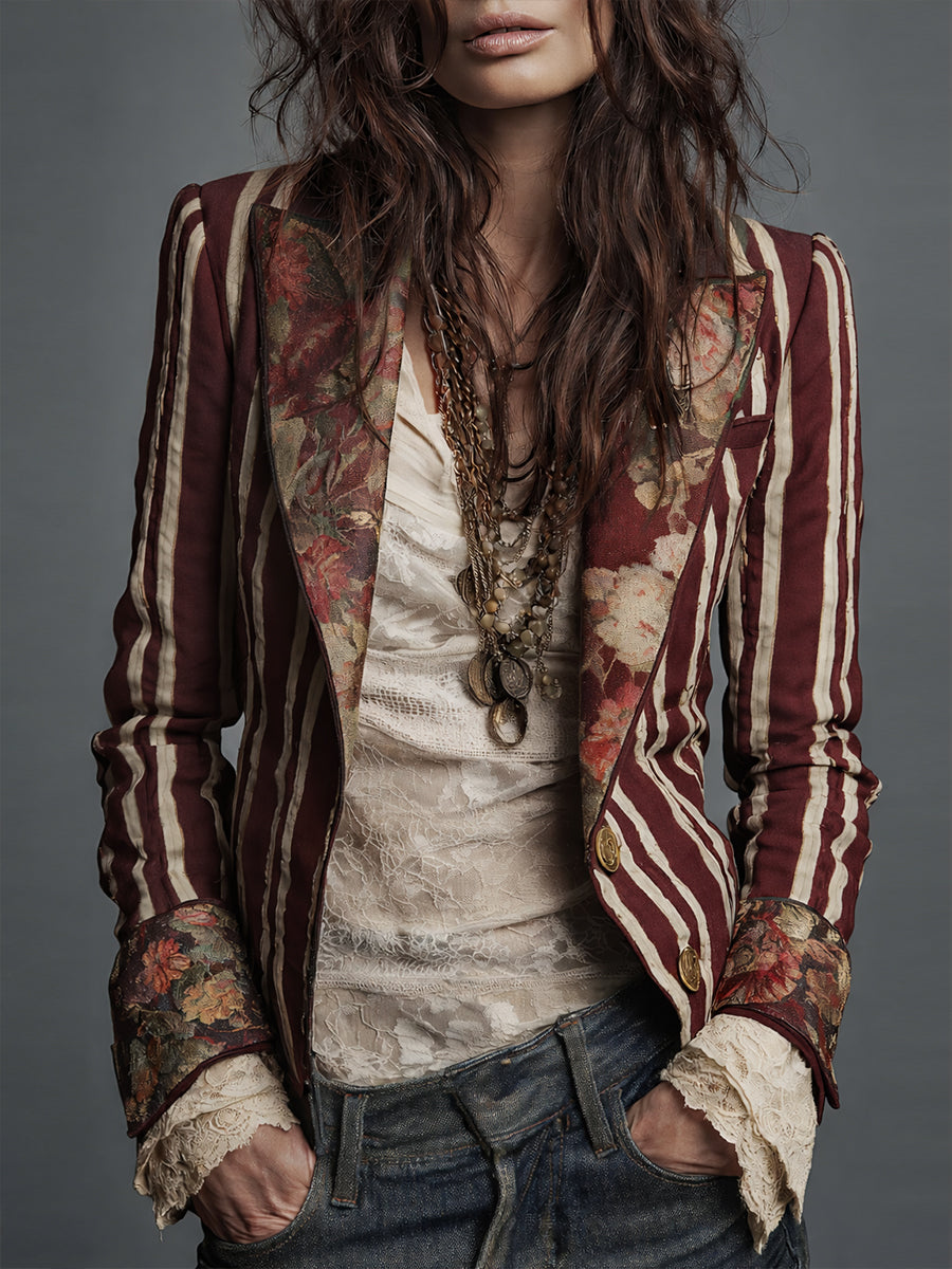 Tawanda | Bohemian Striped Linen Blazer