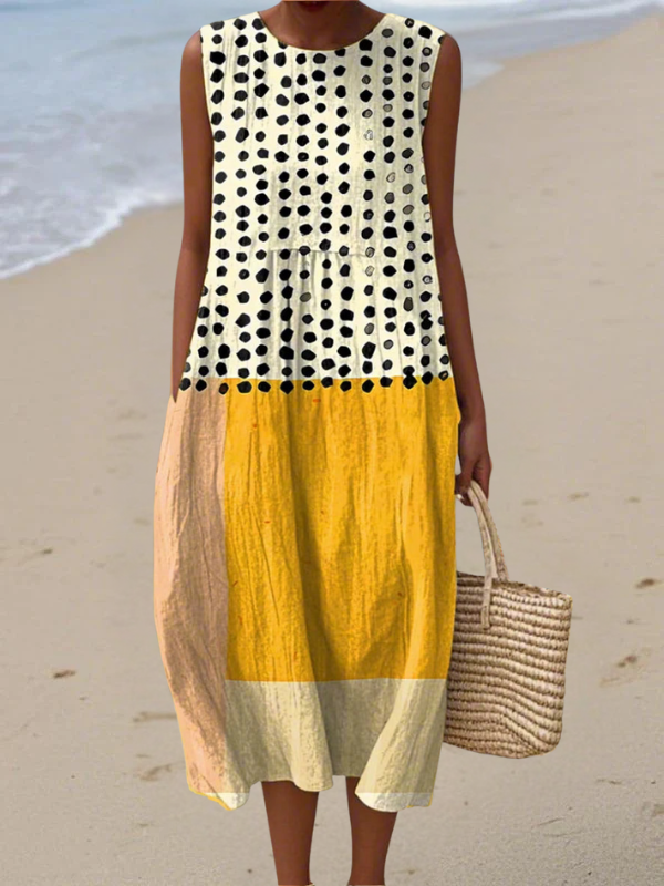 Valentina | Polka Colorblock Midi Dress