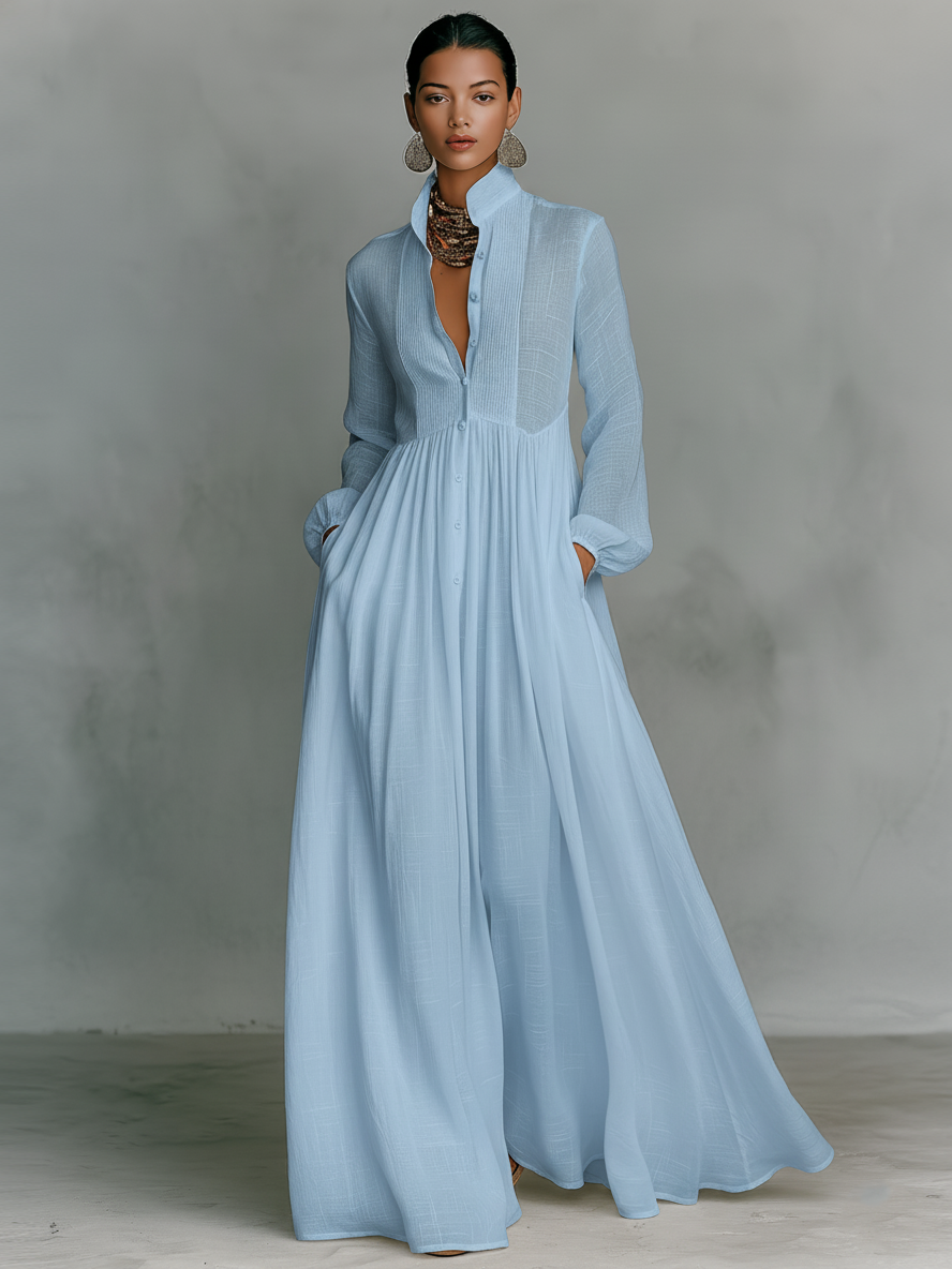 Lefika | Patchwork Linen Maxi Dress