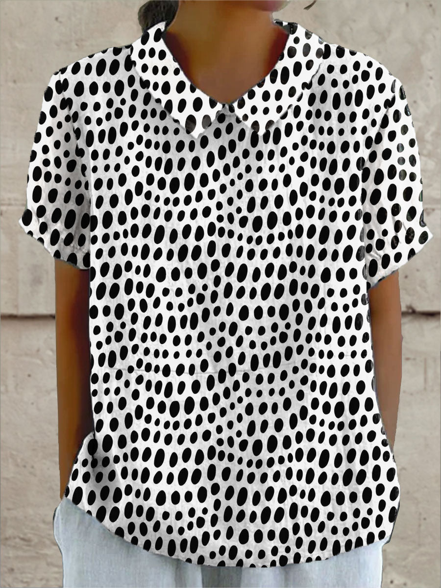 Élise | Polka Dot Cotton-Linen Shirt