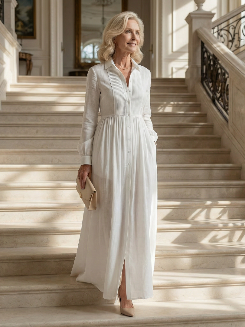 Anaïs | Long Sleeve Button Front Maxi