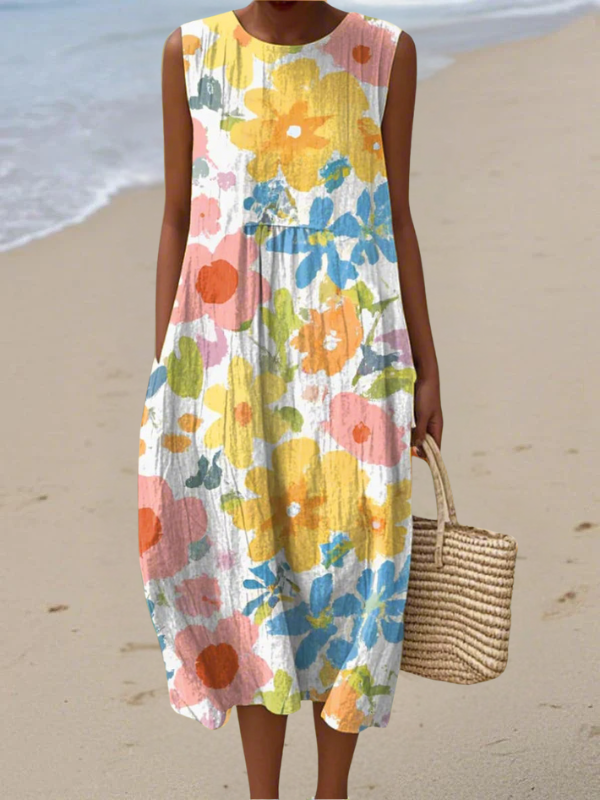 Émilie | Pastel Floral Midi Dress