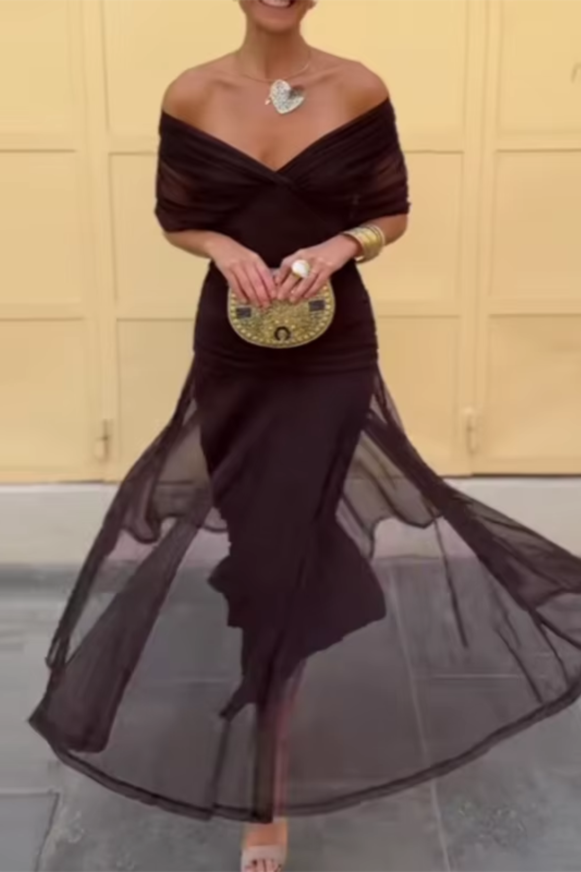 Margot | Pleated Waist V-Neck Maxi Dress