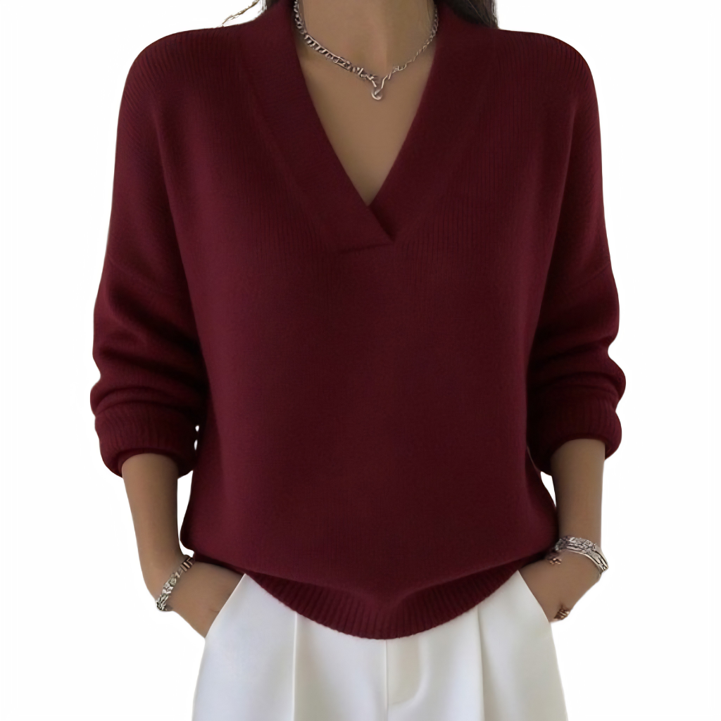 Pontsho | Soft V-Neck Relaxed Knit Jumper