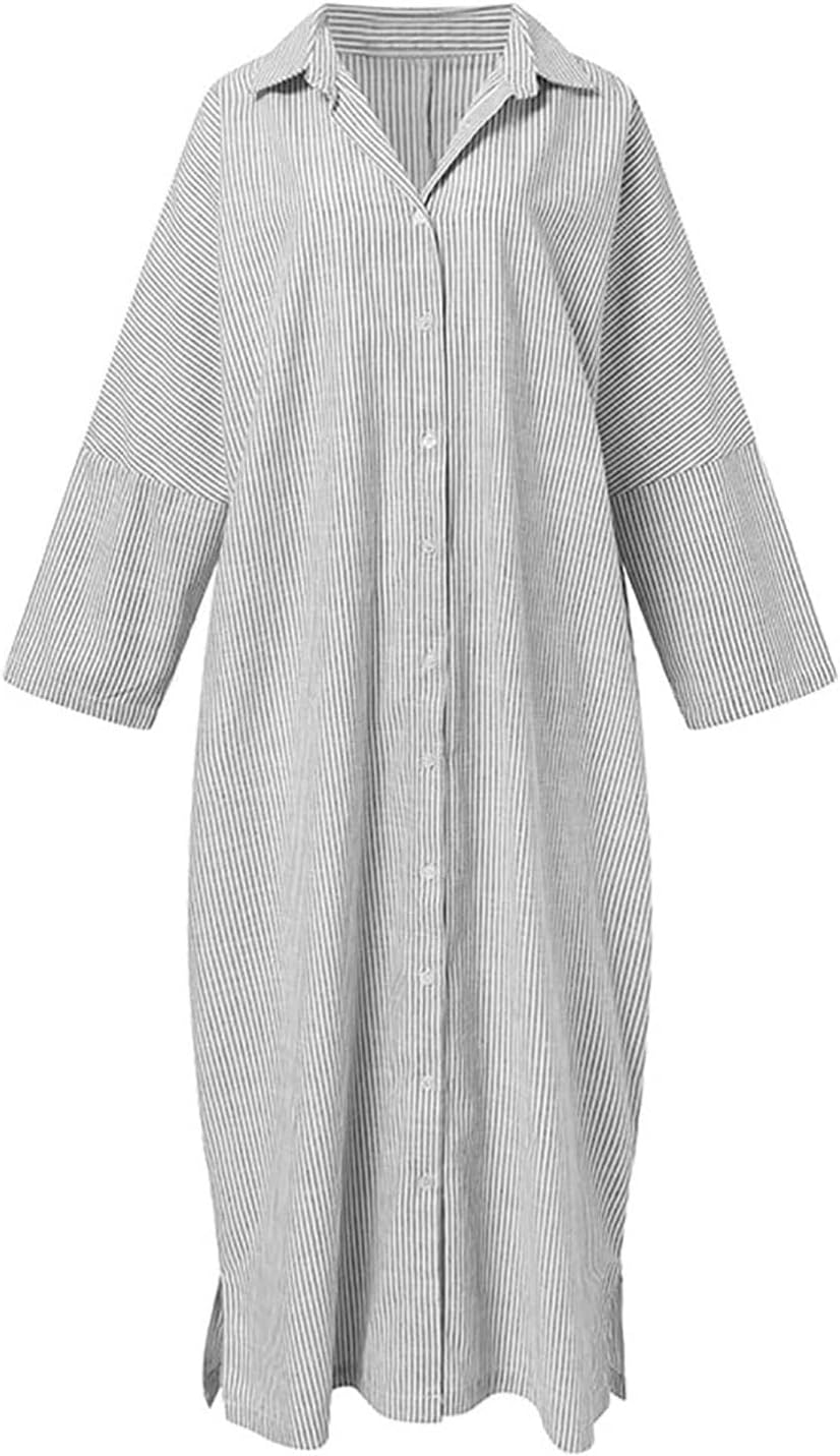 Isabelle | Striped Long Sleeve Shirt Dress