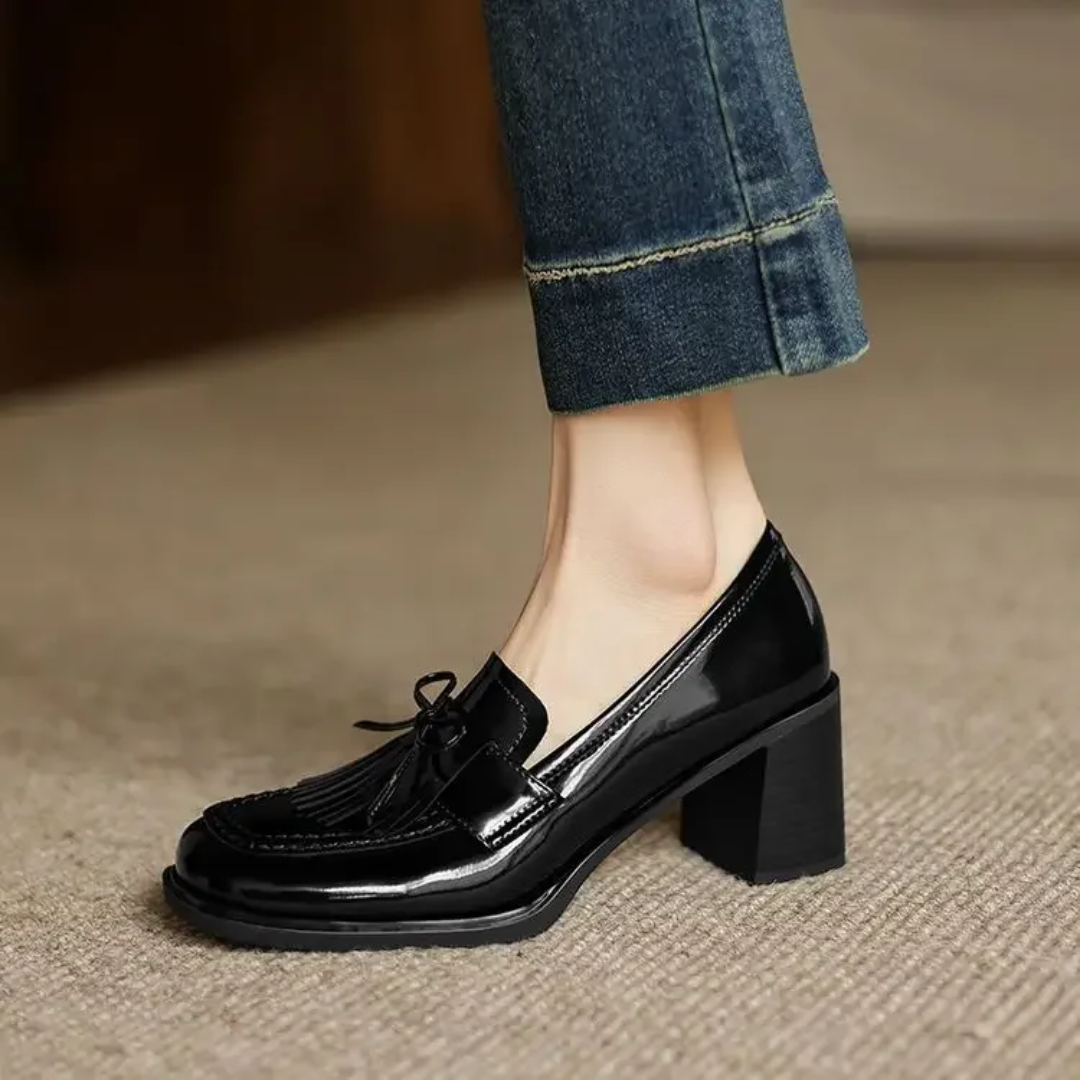 Florence | Tassel Block Heel Loafers