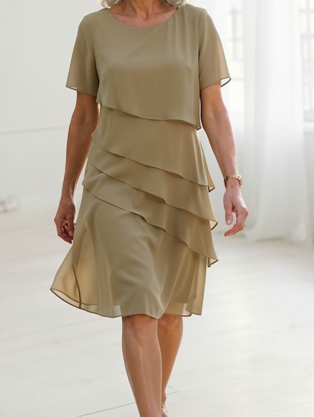 Margot | Layered Chiffon Midi Dress