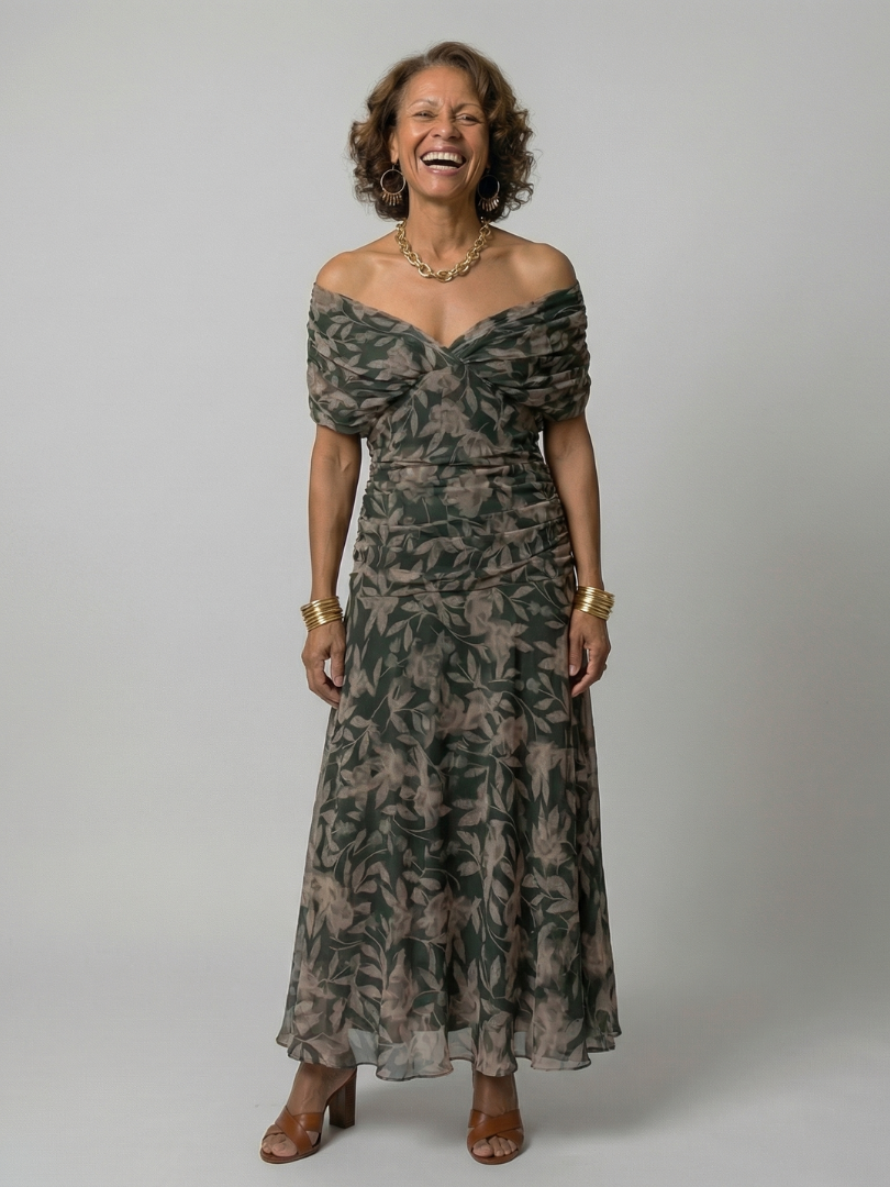 Aurelia | Off Shoulder Flow Midi Dress