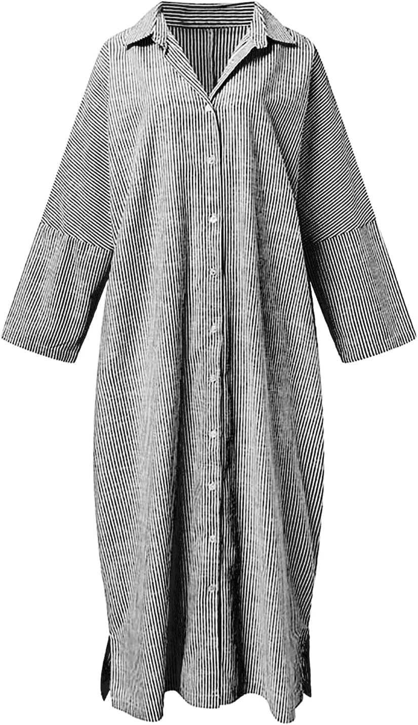 Isabelle | Striped Long Sleeve Shirt Dress