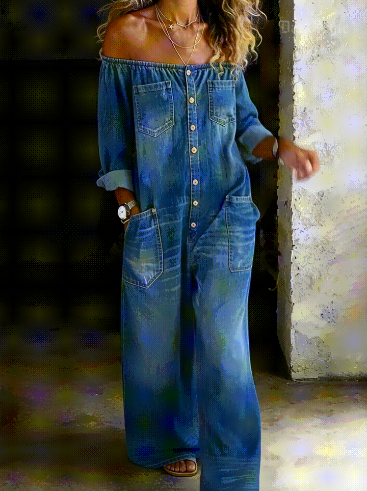 Valentina | Long Sleeve Denim Jumpsuit