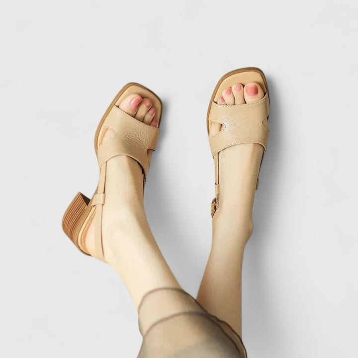Iris | Square-Toe Block Heel Sandals