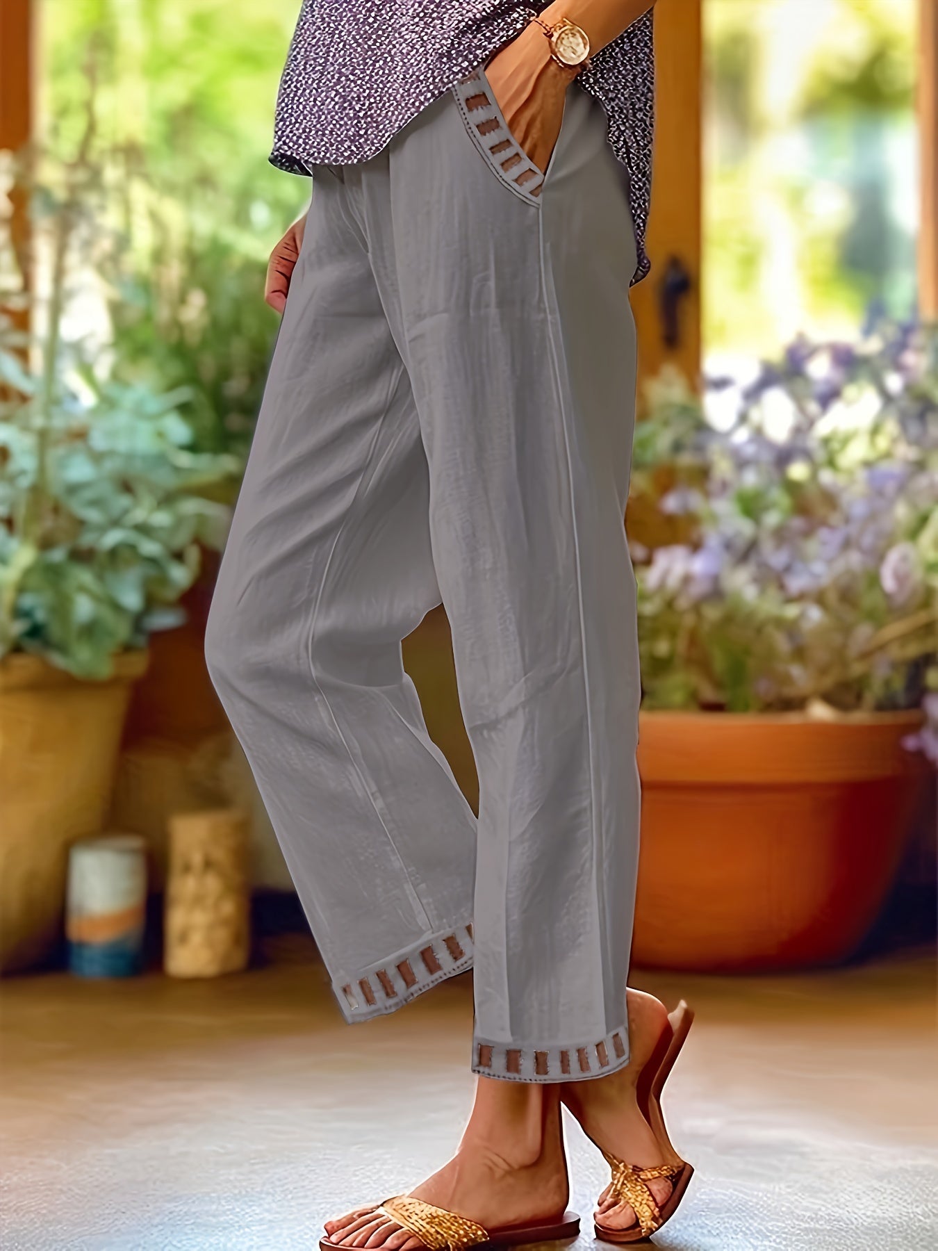 Valentina | Contrast Trim Cropped Pants