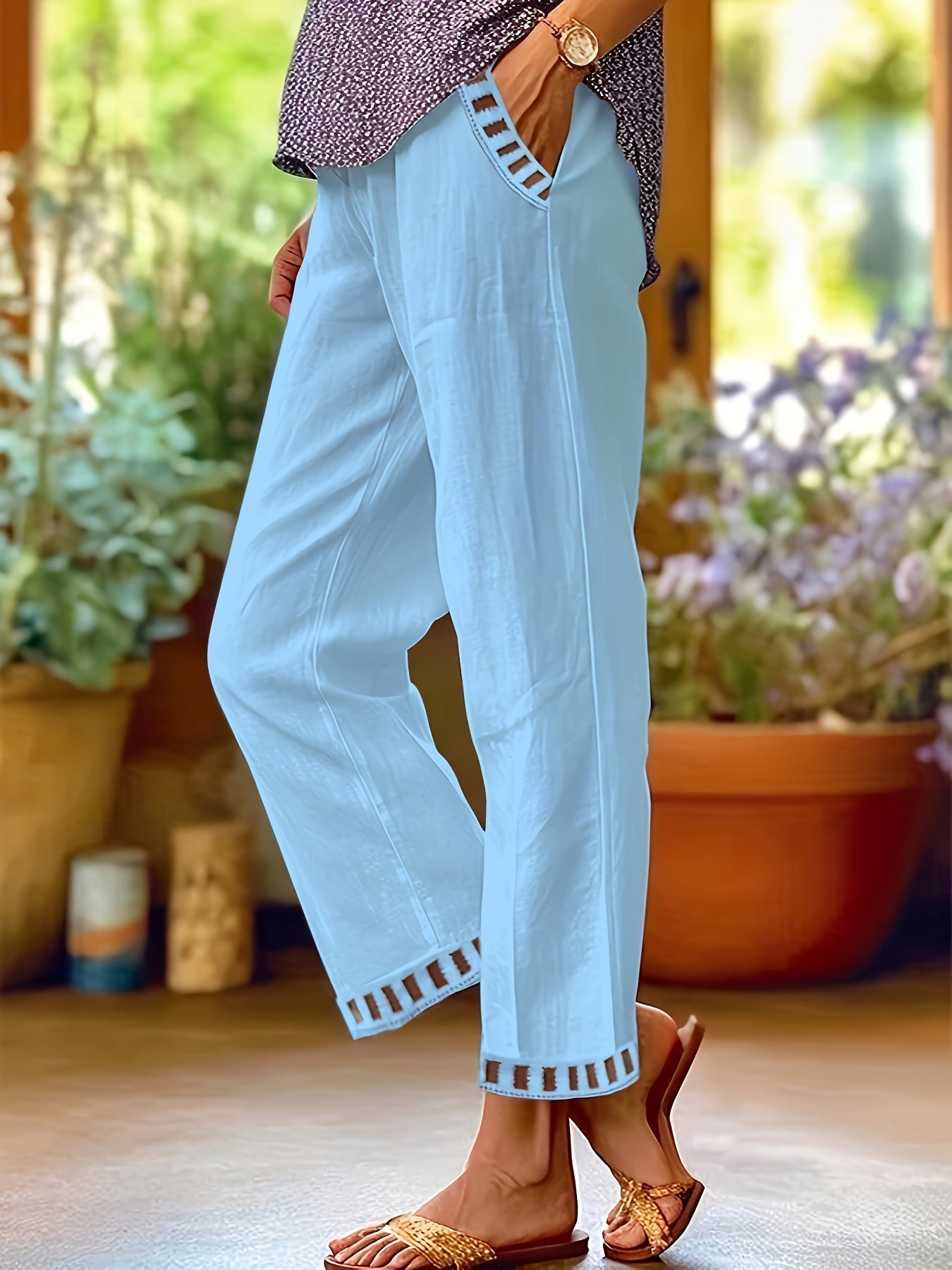 Valentina | Contrast Trim Cropped Pants